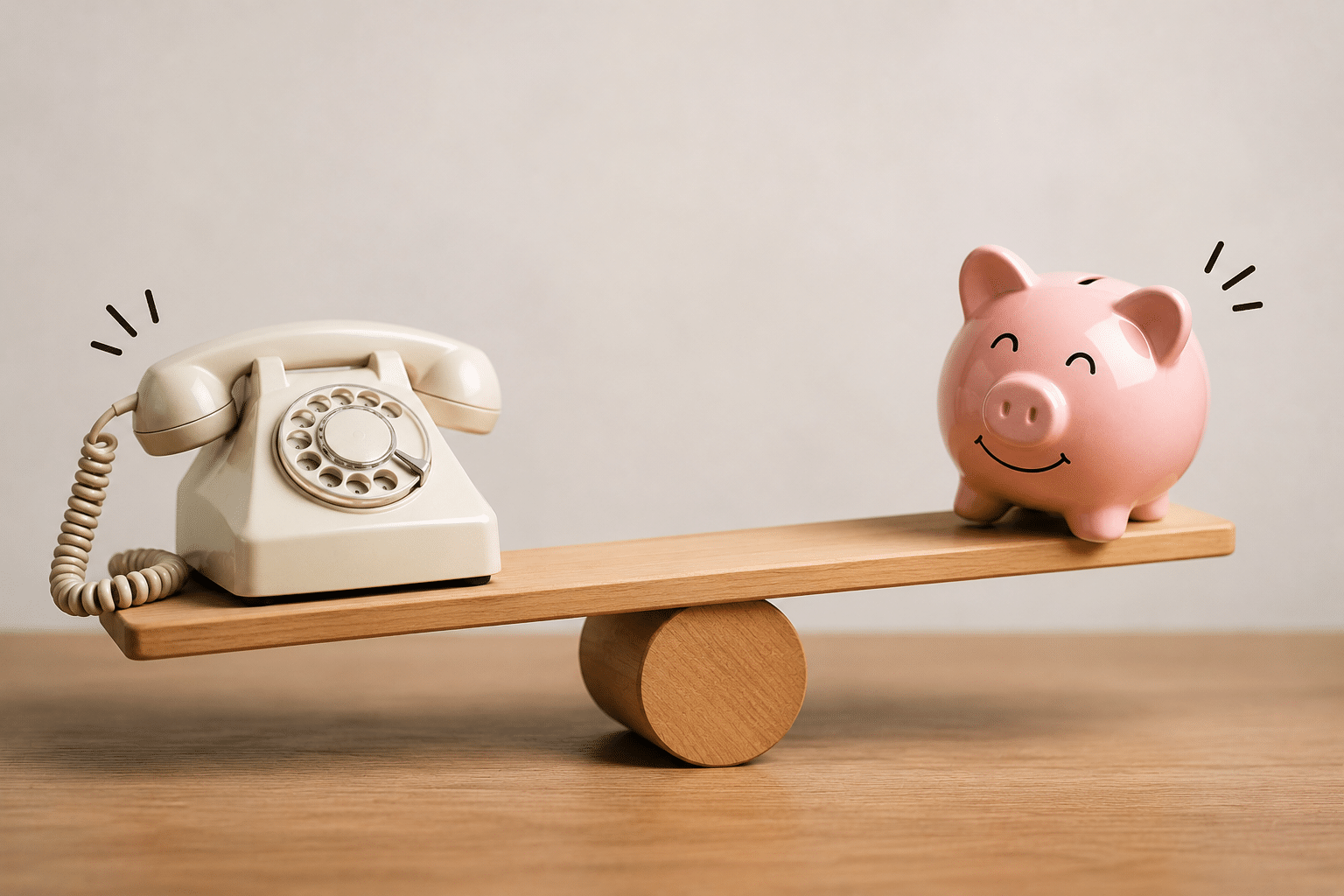 Budget et prix d'un standard téléphonique externalisé : balance entre un téléphone et une tirelire, illustration du coût de l'accueil téléphonique en France