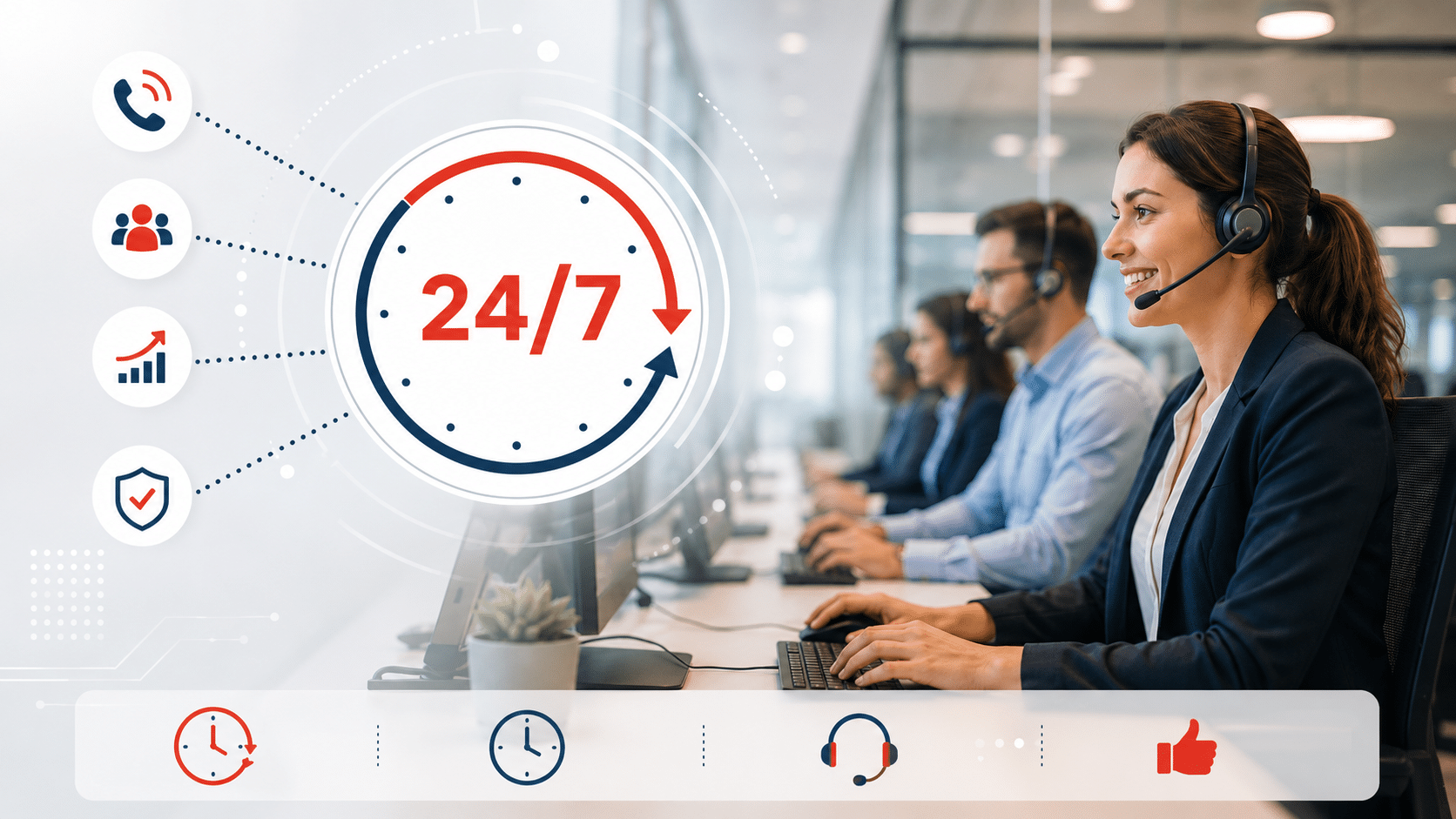 Centre d’appels en France disponible 24h/24 et 7j/7 avec téléconseillers en service continu