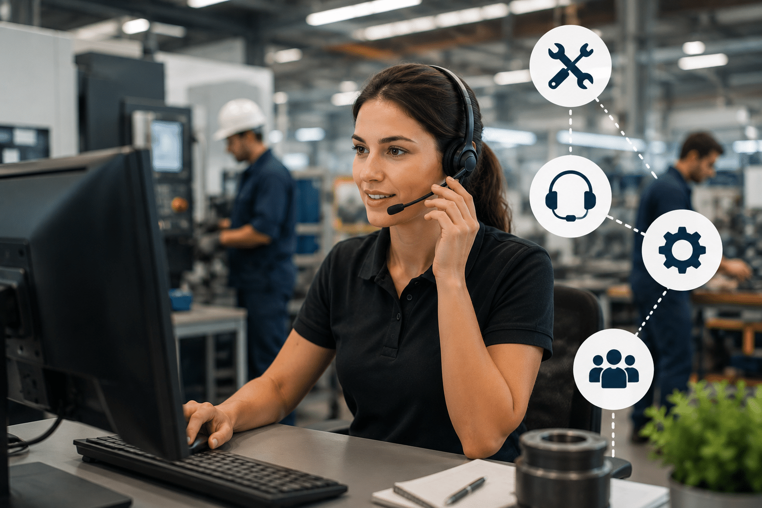 Centre d’appels externalisé pour l’industrie avec gestion des demandes clients et support technique