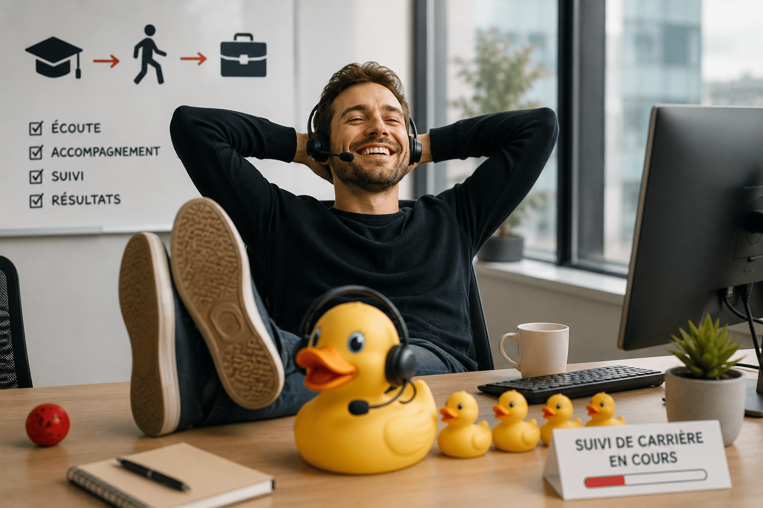 Centre d’appels pour l’insertion professionnelle avec conseiller accompagnant les candidats