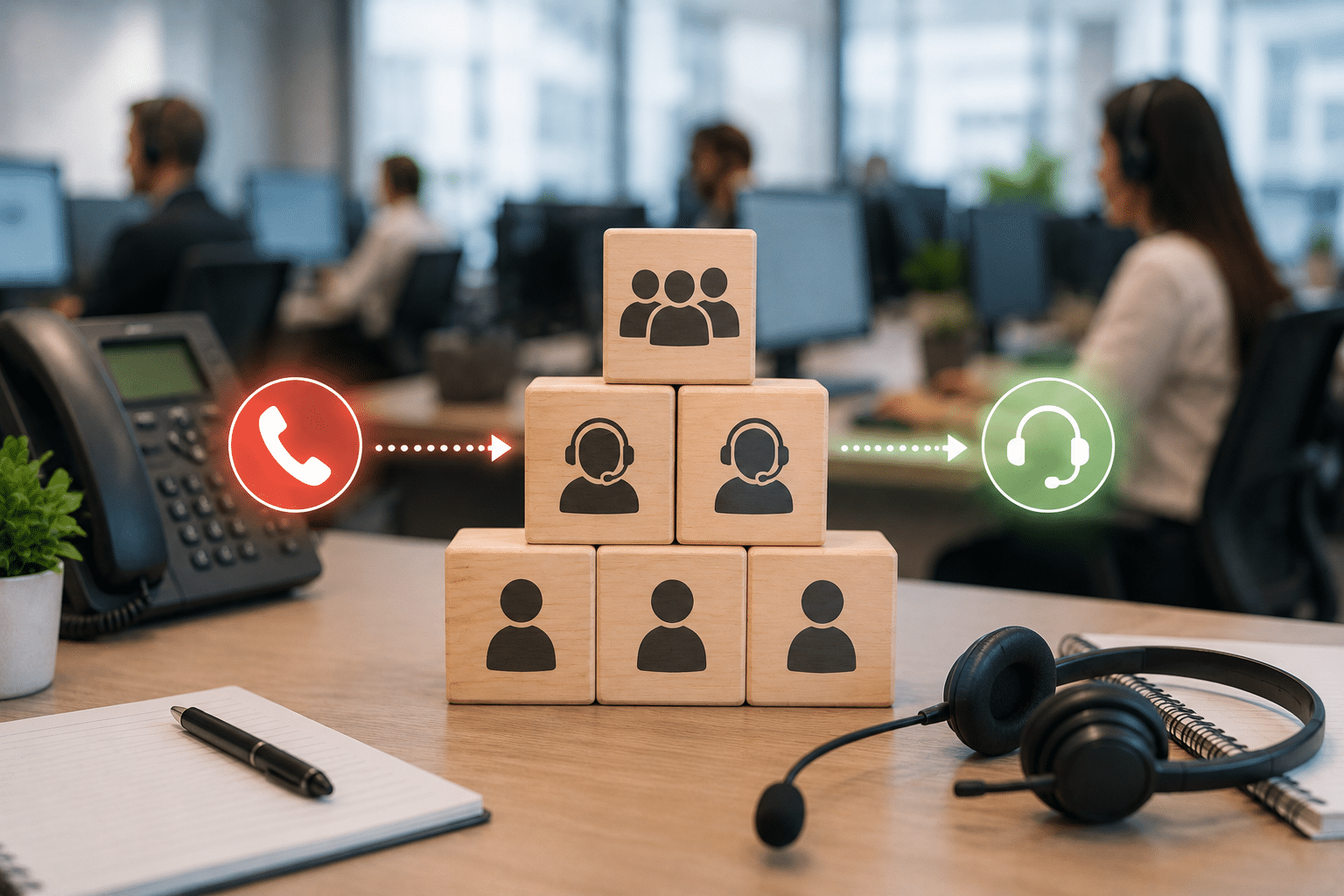 Solution de débordement d’appels en centre d’appels avec transfert vers des téléconseillers disponibles