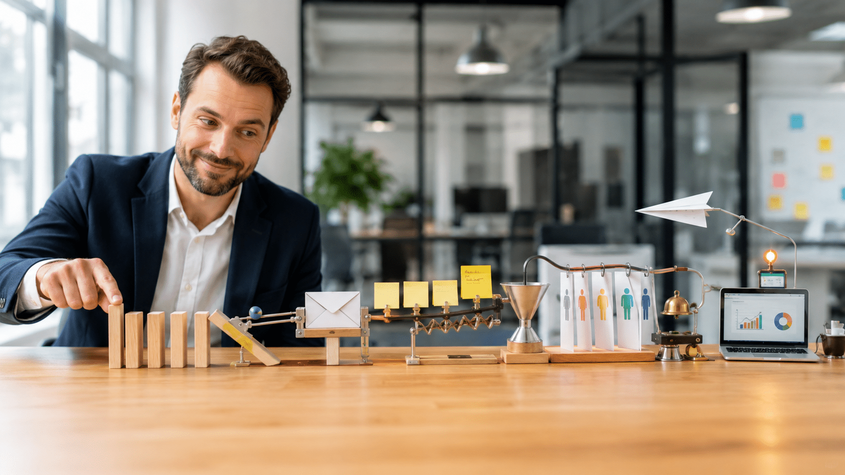 Marketing automation ou marketing digital externalisé à un centre d'appels en France : professionnel orchestrant une chaîne de processus automatisés de relation client